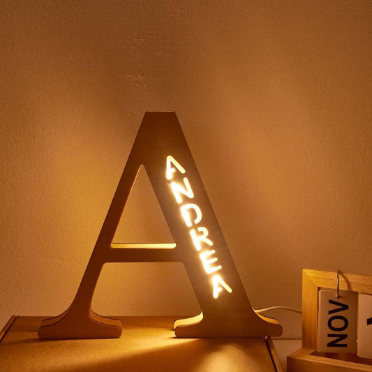 Custom Glow: Personalized Name Wooden Letter Night Light - 28CM, Wall-Mountable with Warm LED - Unique Memento