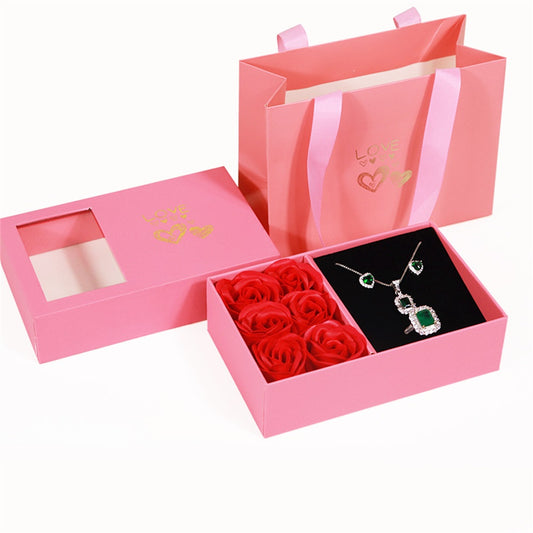 Rosé Allure - Eternal Pink Rose Jewelry Box Gift Set for Her - Unique Memento