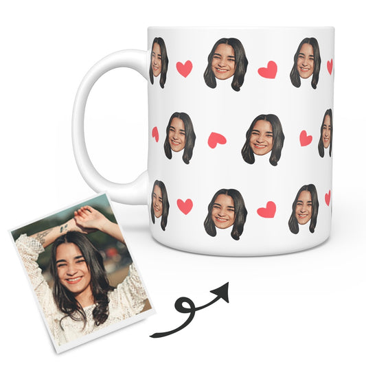 Heart to Heart Personalized Ceramic Mug - Custom Photo Coffee Cup Gift for Friends, Family & Loved Ones - Unique Memento