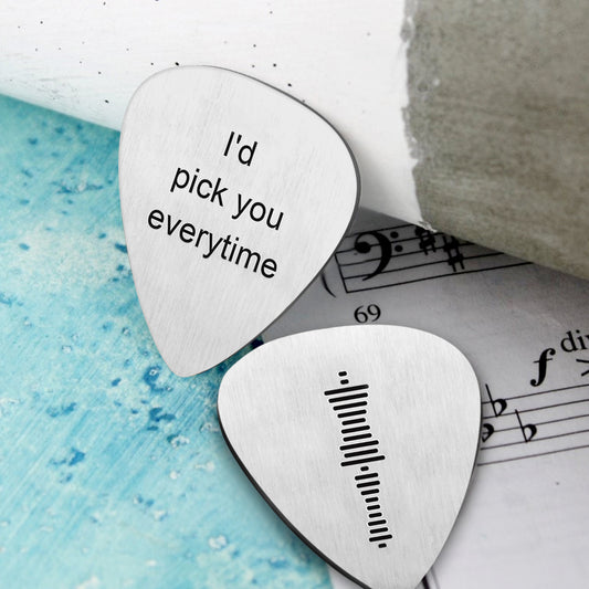 Music Maestro Guitar Picks - Scannable Code Engraved Stainless Steel Guitar Picks for Unique Personalized Gift - Unique Memento