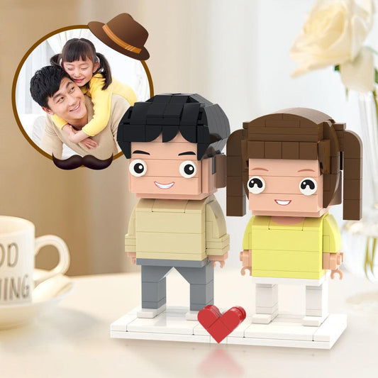 Custom Brick Figures - Personalized Father's Day Gift Idea for Dad, 2 People Mini Block Toy Set - Unique Memento