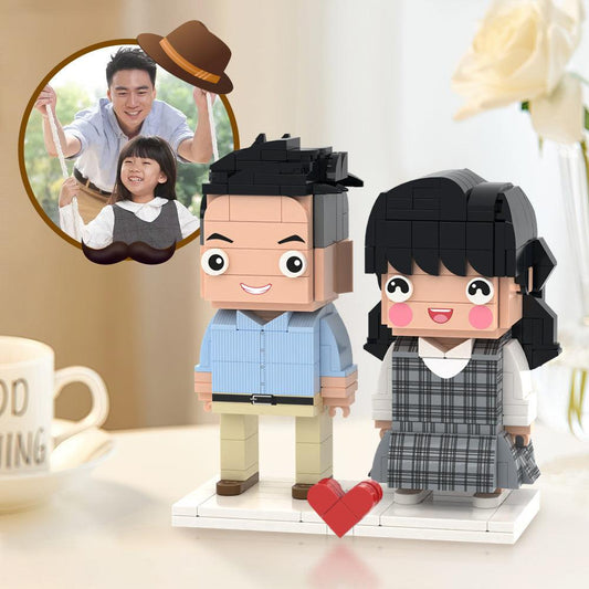 Custom Brick Me Figures - Personalized Father's Day Gift Idea, Custom 2 People Mini Block Figures Toy - Unique Memento