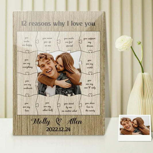 LoveMap - 12 Reasons Why I Love You Personalized Acrylic Photo Gift for Boyfriend's Birthday, Dating Anniversary or Valentine's Day - Unique Memento