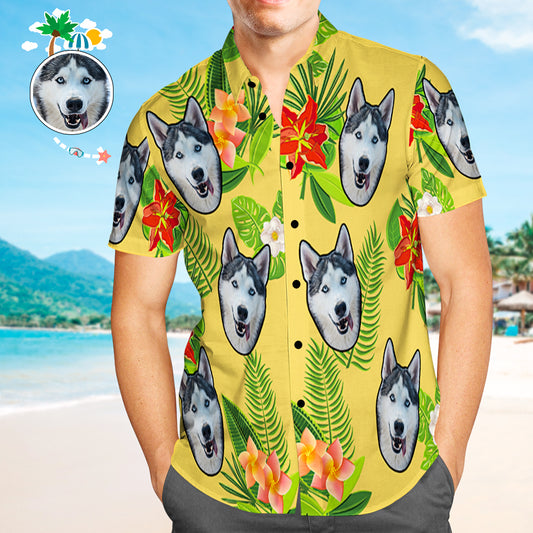 Paw-some Portraits - Custom Floral Hawaiian Shirts Personalized with Your Dog's Face - Unique Memento