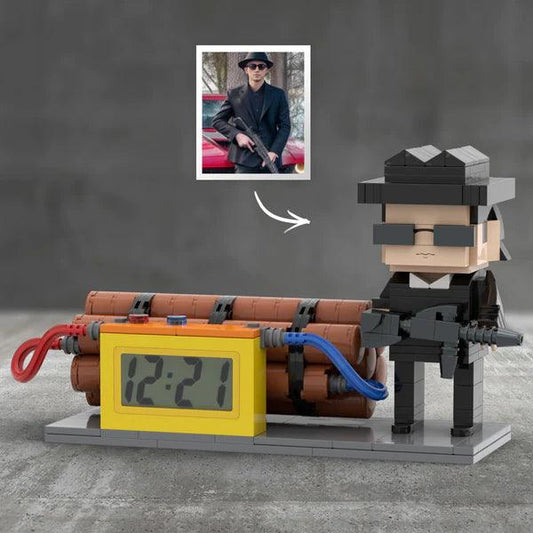 Personalized Brick Figures Clock - Custom Dangerous Elements Clock, Unique Gift Idea for Him - Unique Memento