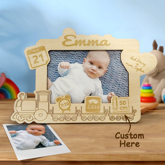Baby's First Frame - Personalized Newborn Photo Frame with Engraved Wood and Acrylic Design - Unique Memento