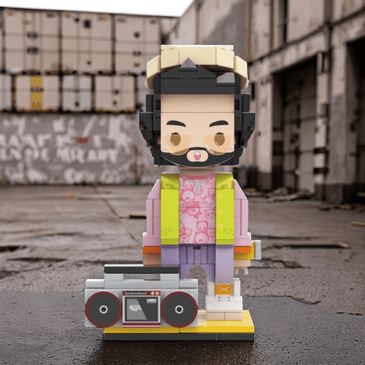 Music Lover's Mini-Me - Custom Brick Figure with Personalized Head for Music Enthusiasts, Unique Gift Idea - Unique Memento