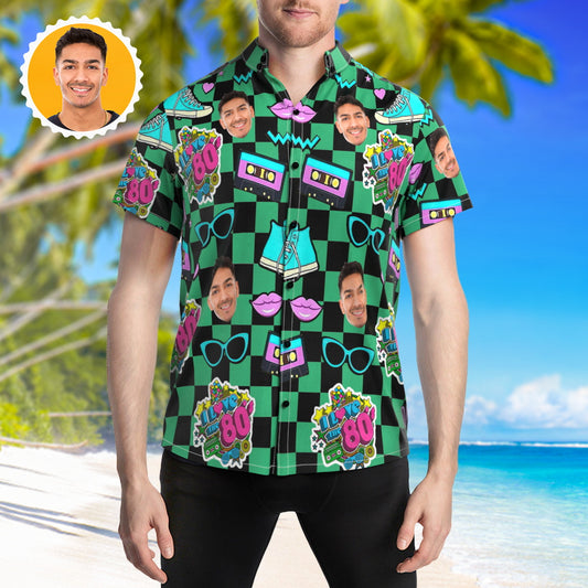 Retro Remix - Customizable 80's Music Themed Hawaiian Shirt for Men - Unique Memento