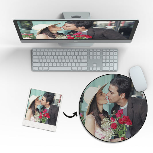 Custom Photo Mouse Pad - Personalized Round Rubber Mousepad Mat for Gaming, Office & Laptop - Unique Memento