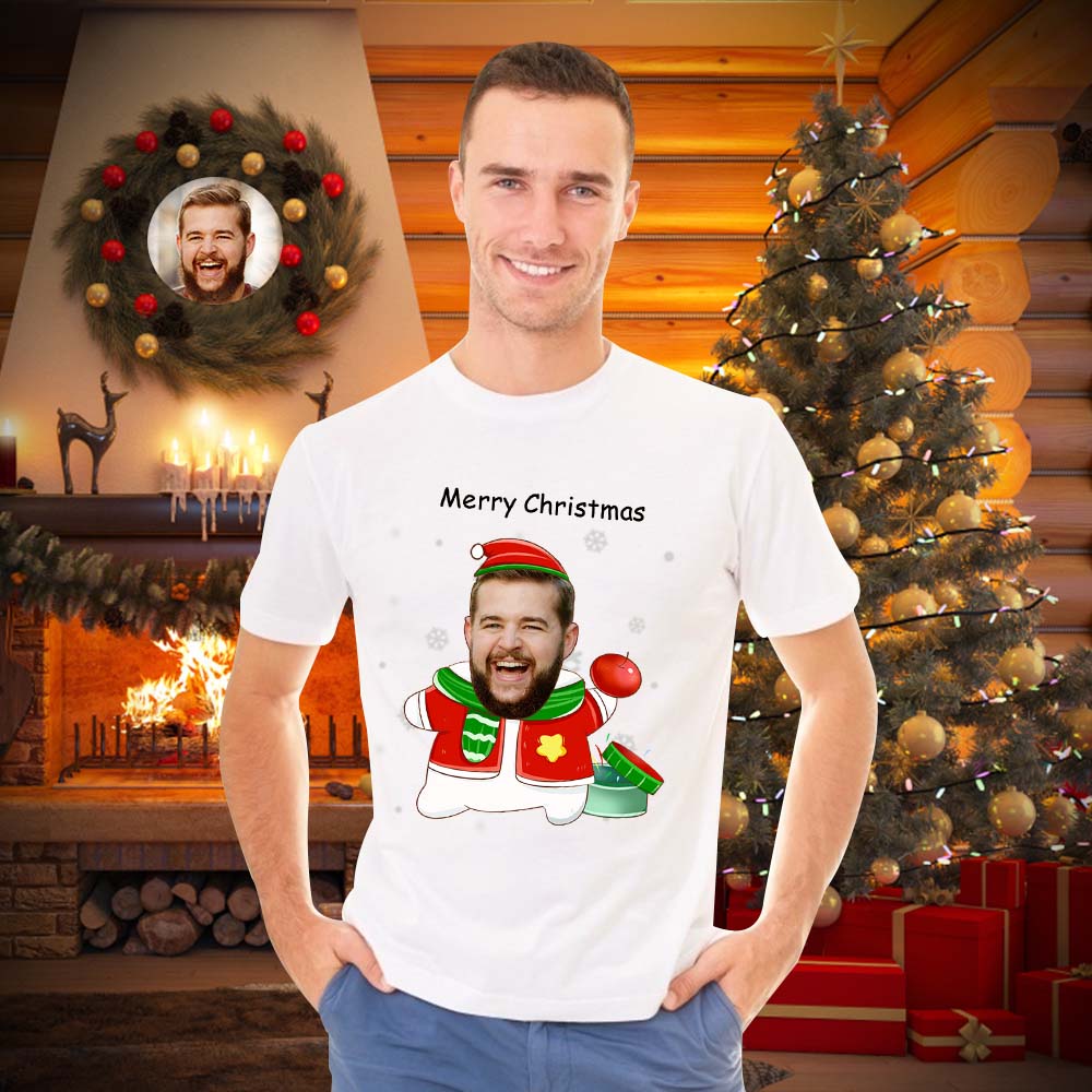 FaceGift Tee - Custom Face T-shirt Personalised Photo Gift For Christmas, Men & Women - Unique Memento