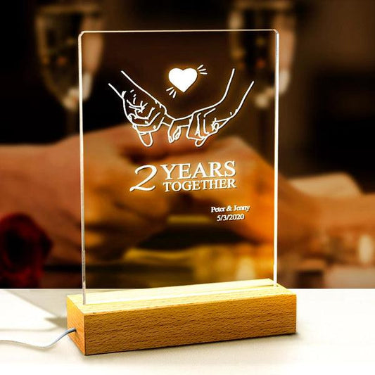 Eternal Glow: Personalized Anniversary Table Lamp - A Romantic Night Light for Couples - Unique Memento