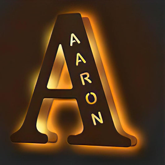 Enchanting Alphabet Glow: Personalized Wooden Letter Lamp - Custom Name Night Lights with Warm LED - Unique Memento