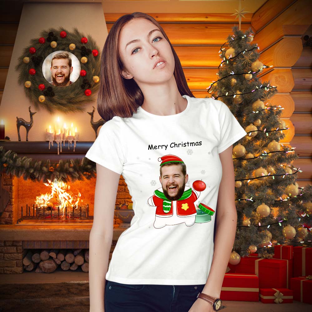 FaceGift Tee - Custom Face T-shirt Personalised Photo Gift For Christmas, Men & Women - Unique Memento