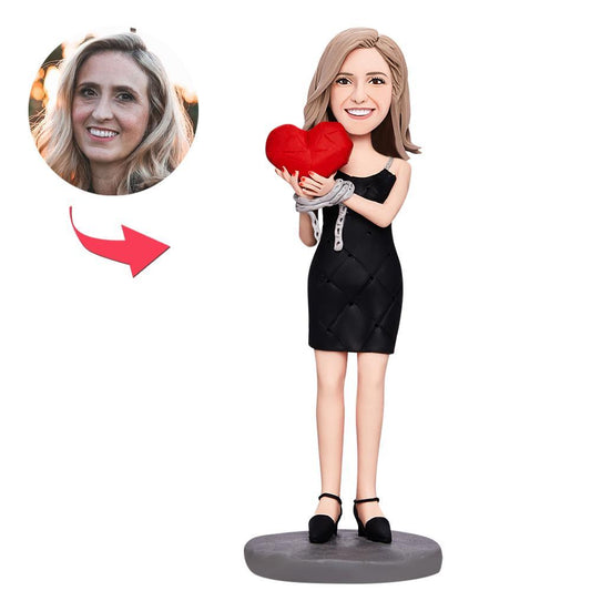 Shackles of Love - Personalized Valentines Gift Custom Bobblehead with Engraved Message - Unique Memento