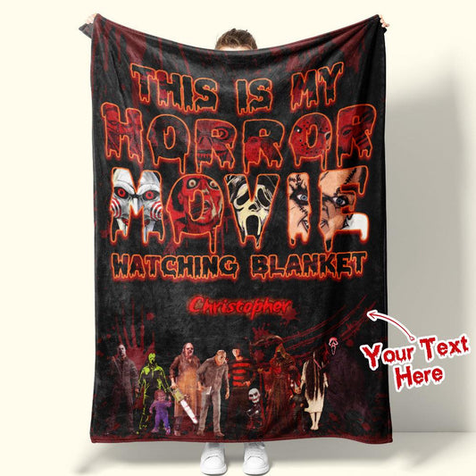 Cozy Cinema Companion - Personalized Horror Movie Watching Blanket with Custom Name - Unique Memento