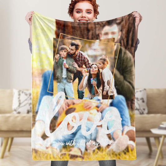 Snuggle Memories - Custom Photo Blanket with Bokeh Background, Personalized Picture Throw for Family Gifts - Unique Memento
