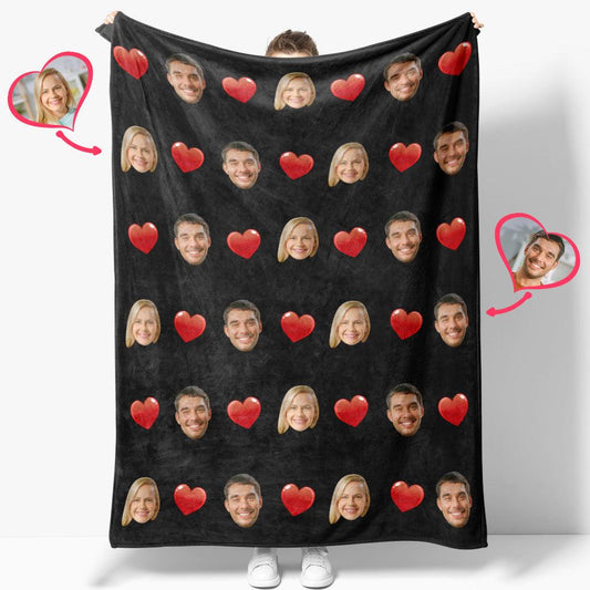 Heartwarming Hugs - Custom Face and Heart Blanket, Personalized Photo Throw for Cozy Cuddling and Thoughtful Gifting - Unique Memento