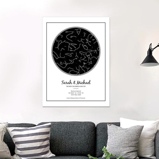 Celestial Memories - Personalized Star Map Poster: Unique Anniversary Gift Capturing Your Special Date - Unique Memento