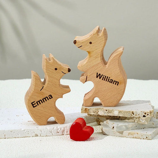 Fox Family Puzzle - Personalized Wooden Puzzle With Names, Original Housewarming Gift - Unique Memento
