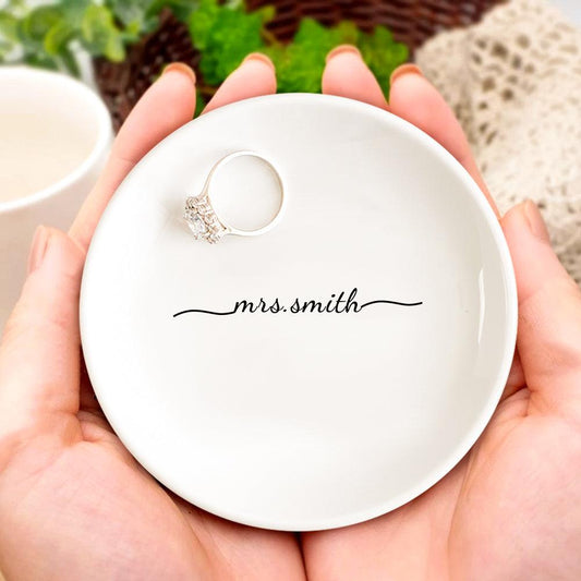 Loveside Ring Dish - Personalized Ceramic Engagement Wedding Ring Holder Jewelry Dish Bridesmaid Gift - Unique Memento