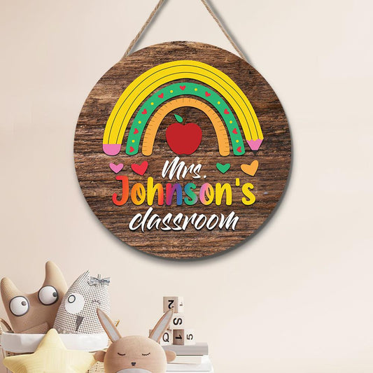 Rainbow Welcome - Personalized Teacher Name Sign for Classroom Door Decor - Unique Memento