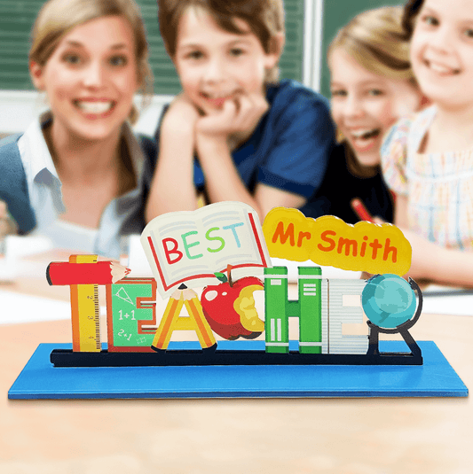 TeachAppreciate - Custom Name Teacher Appreciation Acrylic Table Decoration Gift - Unique Memento