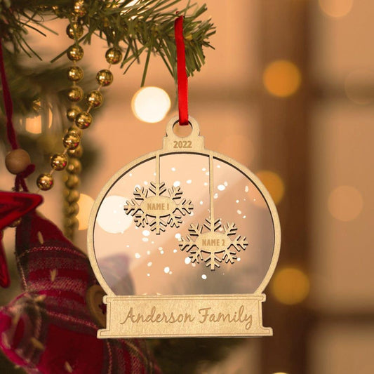 Personalized Wooden Christmas Ornament - Custom Engraved Family Name Keepsake Holiday Decoration - Unique Memento