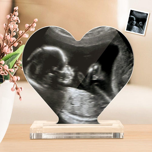 Heartfelt Memories - Personalized Ultrasound Photo Heart-Shaped Acrylic Plaque for Expectant Mothers - Unique Memento