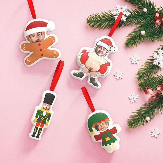 Jolly Faces of Joy: Customizable Santa & Elf Face Christmas Ornaments - Personalized Festive Decor - Unique Memento