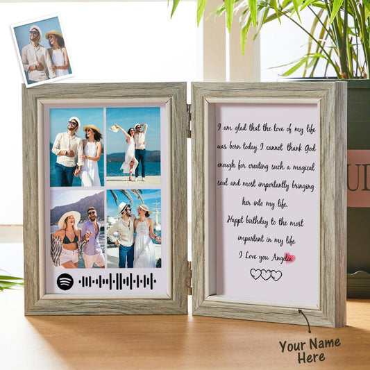ScanFrame - Personalized Engraved Wooden Photo Frame for Special Moments and Memories - Unique Memento