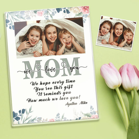 Loving Memories Plaque - Personalized Mother's Day Photo Gift with Custom Message and Name - Unique Memento