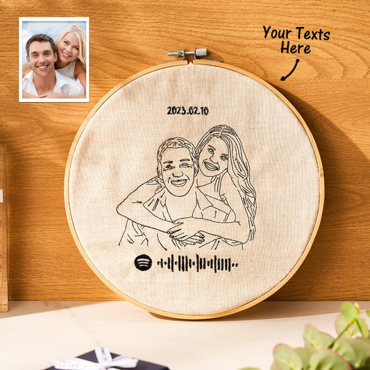 Melodic Memories - Personalized Embroidered Photo and Song Ornament Gift for Couples - Unique Memento