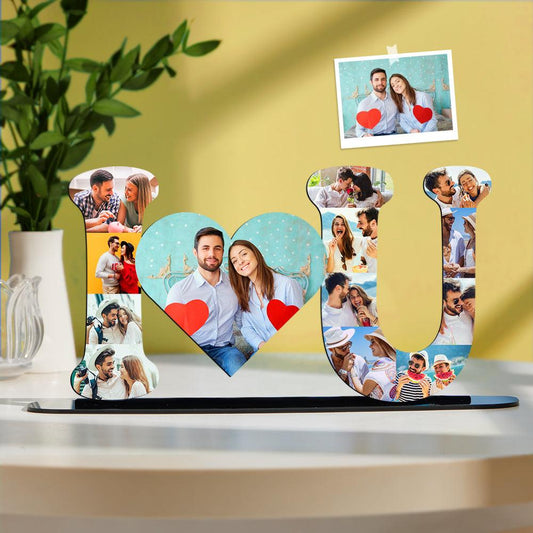 I Love U Custom Photo Ornaments - Personalized 3D Printed Plaques for Memorable Home Decor Gifts - Unique Memento