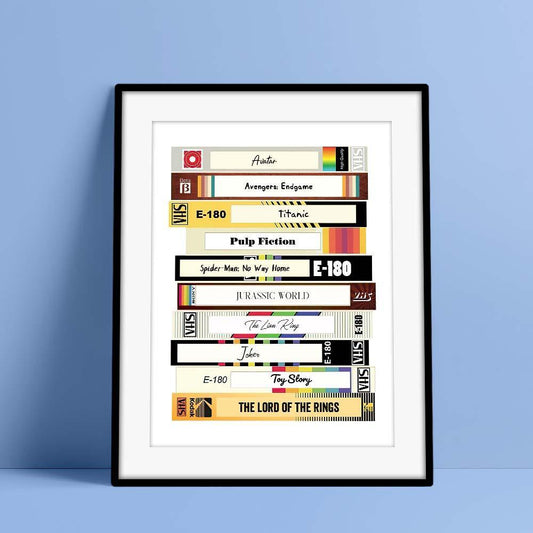 Nostalgic VHS Movie Poster - Personalized Retro Video Tape Print, Custom Favorite Movies Wall Art Gift for Vintage Film Lovers - Unique Memento