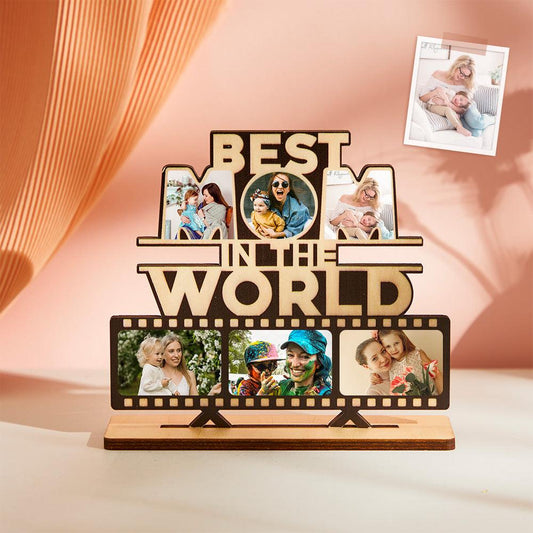 Best Mom Memento - Personalized Wooden Photo Frame Plaque for Mother's Day, Unique Heartfelt Gift Idea - Unique Memento