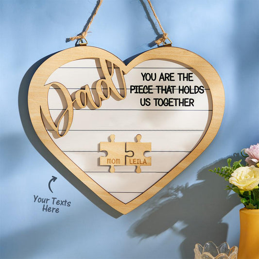Heartfelt Puzzle Pieces - Personalized Engraved Ornament Gift for Dad, Perfect Anniversary or Birthday Present - Unique Memento