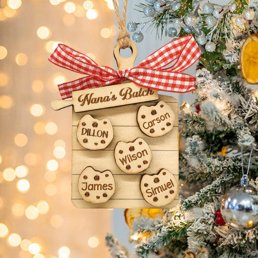 Festive Family Funnies - Personalized Wooden Christmas Cookie Ornament with Custom Family Name for Joyful Holiday Decor - Unique Memento