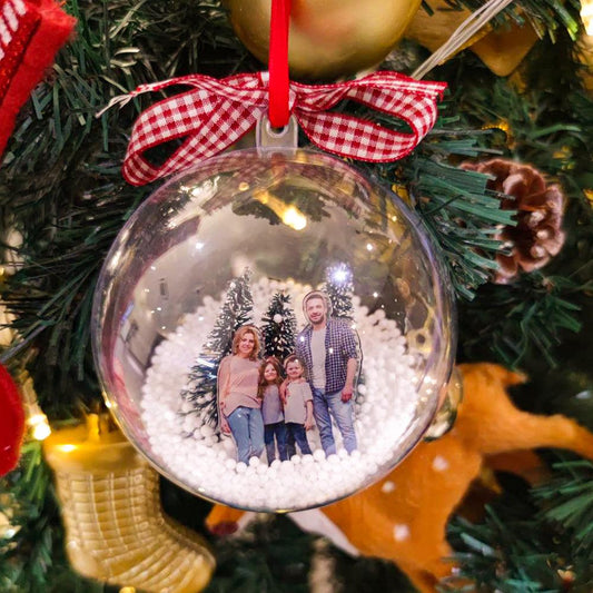 Merry Memories - Personalized 3D Photo Christmas Ball Ornament for Tree Decor, Unique Holiday Gift Idea - Unique Memento