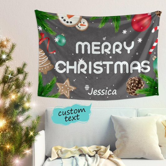 Yuletide Memories - Personalized Christmas Tapestry Wall Hanging for Festive Home Decor - Unique Memento