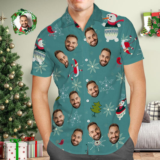 Custom Face Hawaiian Snowflake Shirt - Unique Christmas Gift for Him
 | Unique Memento