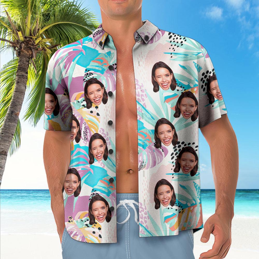 Aloha Snap - Personalized Photo Hawaiian Shirt with Your Custom Face on Tropical Pattern - Unique Memento