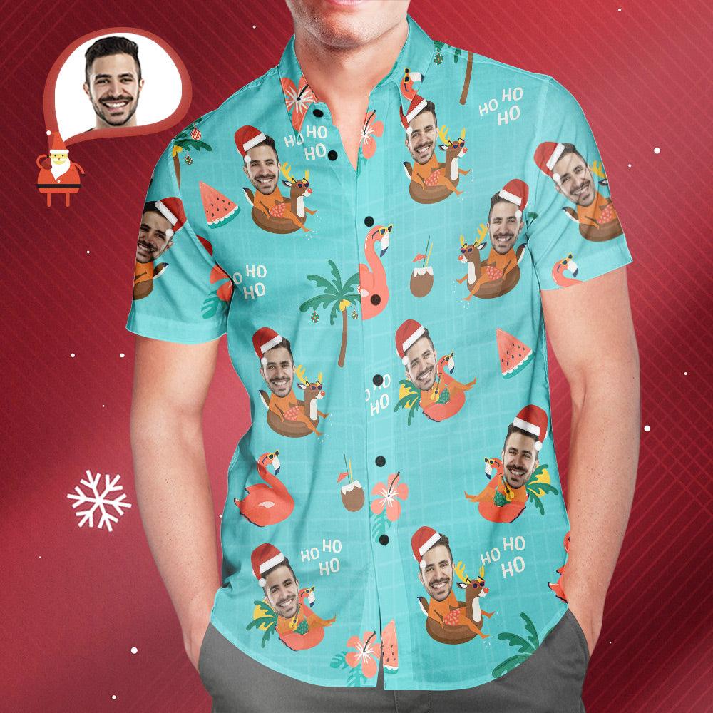 Facely Festive - Custom Face Christmas Pool Party Hawaiian Shirt Men's Personalized Holiday Gift - Unique Memento