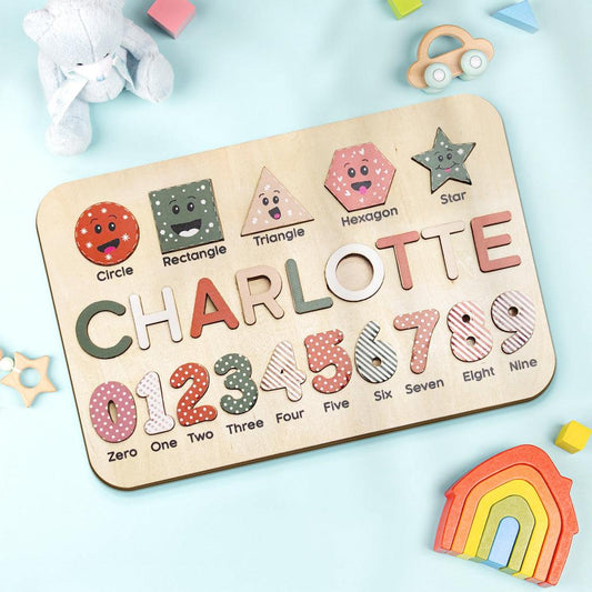 Personalized Wooden Name Puzzle - Educational Baby Gift Toy for Cognitive Development and Early Learning - Unique Memento