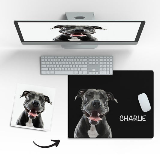 Pawsome Prints - Custom Pet Photo Mouse Pad with Name, Personalized Non-Slip Rubber Desk Accessory for Animal Lovers - Unique Memento