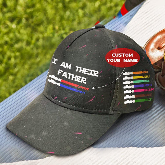 Stellar Saber Dad Cap - Personalized Light Saber I Am Their Father Starry Sky Baseball Cap Gift for Father - Unique Memento