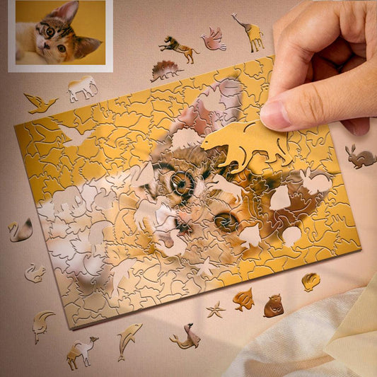 Memorable Moments Wooden Puzzle - Personalized Animal Jigsaw Puzzle with 1-4 Custom Photos, Unique Gift for Kids and Adults - Unique Memento