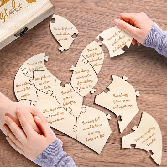 Love Riddle Box - Personalized Wooden Puzzle Gift with Engraved Reasons Why I Love You - Unique Memento