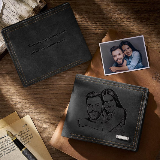Custom Engraved Men's Wallet: Personalized Memorial Gift with Elegance - Unique Memento