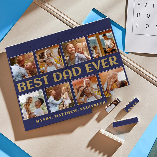 Best Dad Ever Building Blocks - Personalized Photo Puzzle Gift for Fathers, Teachers, and Coworkers - Unique Memento