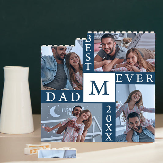Best Daddy Ever Photo Puzzle - Personalized Building Block Square Brick Picture Gift for Dad, Fathers Day - Unique Memento